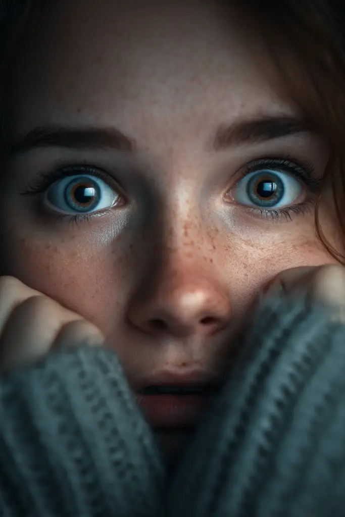 Someone afraid when watching a horro movie and the stress response associated to that fear