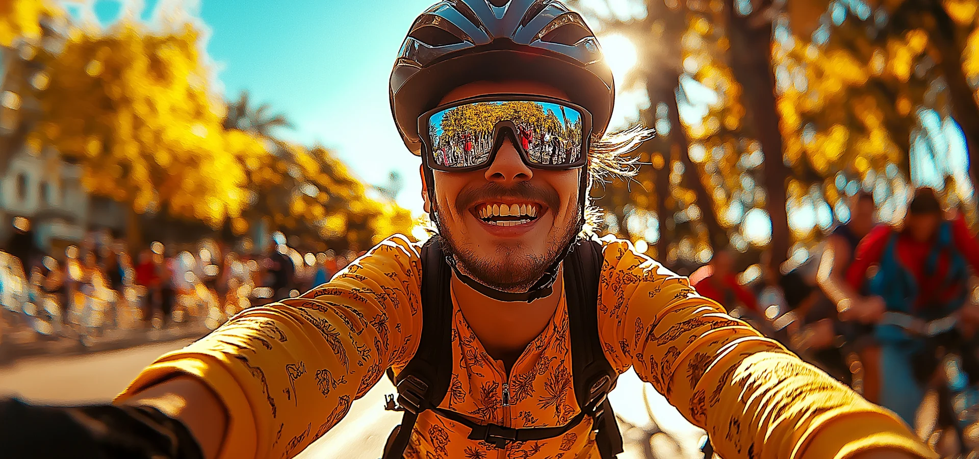Lady with red hair watching dandelions floating off into the distance